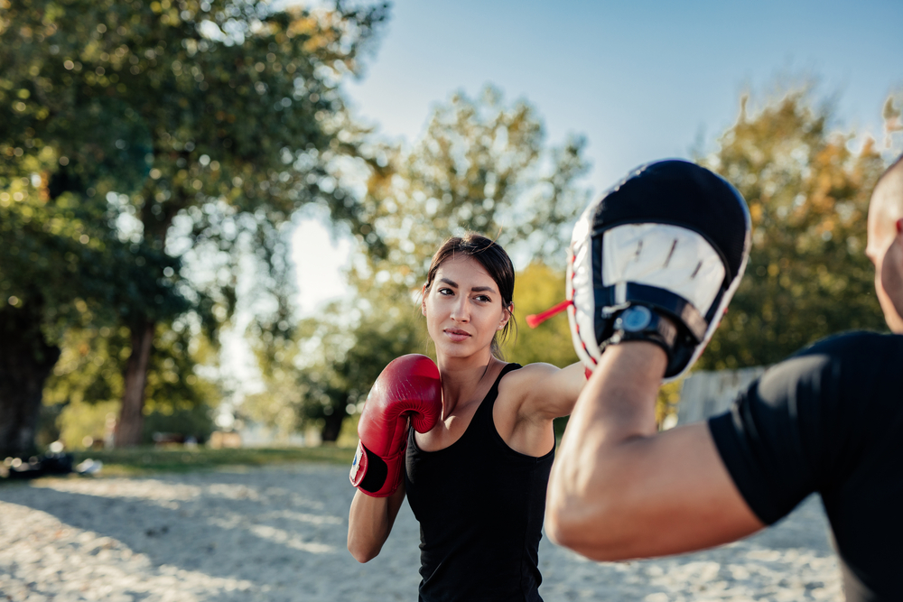 Boxe allenamento all'aperto